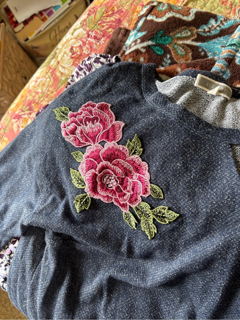Pleione Navy and White Knit Pullover